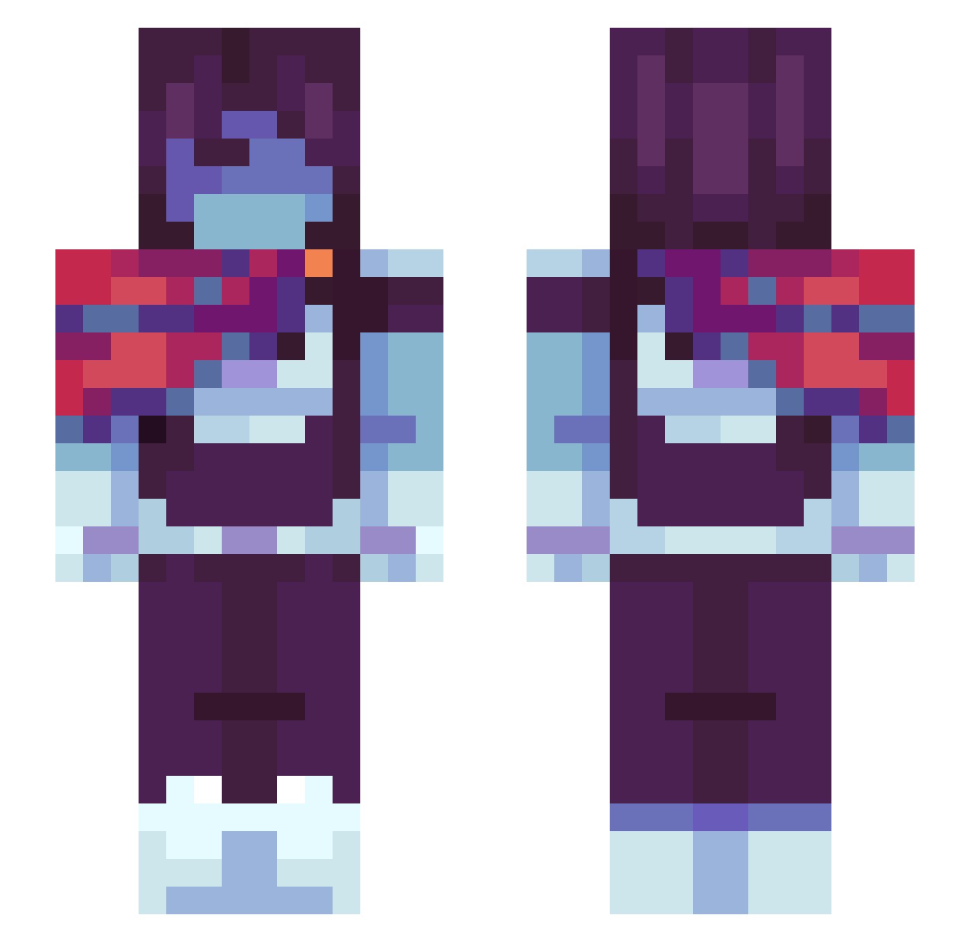 AJSBCU Minecraft skin, front and back view