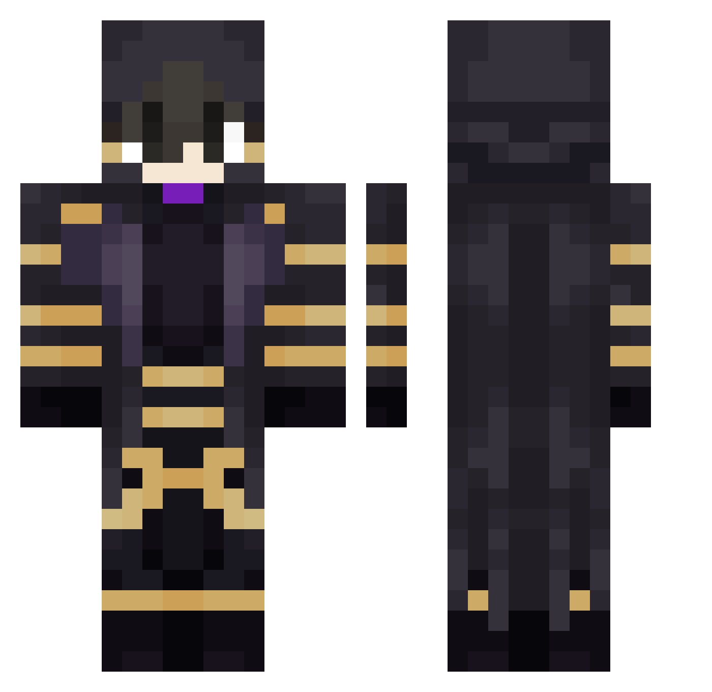 ZyvG Minecraft skin, front and back view