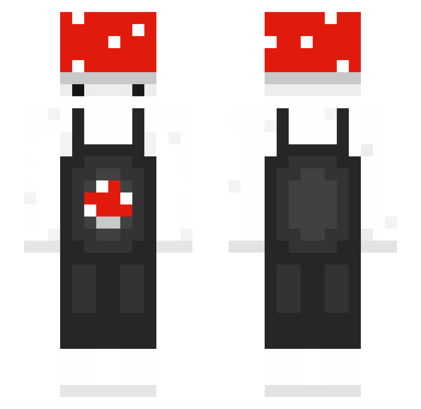 Mushromeq Minecraft skin, front and back view