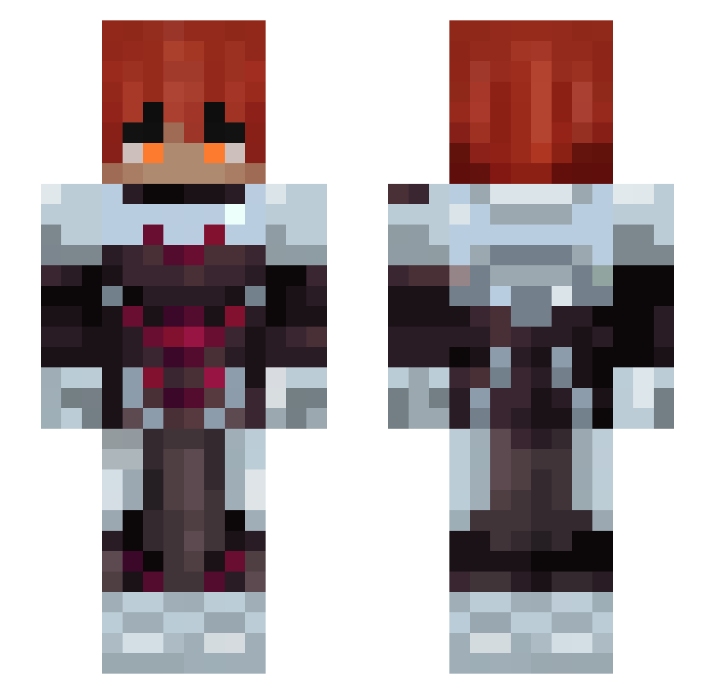 Pur0v Minecraft skin, front and back view