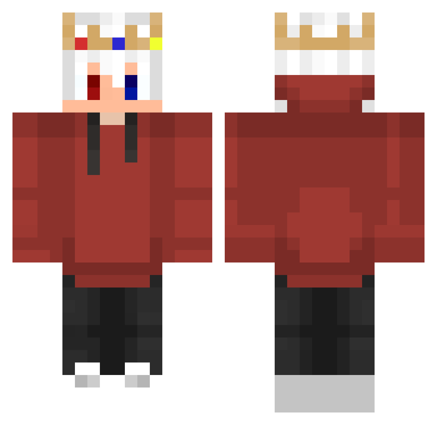 NoobTooProo100 Minecraft skin, front and back view