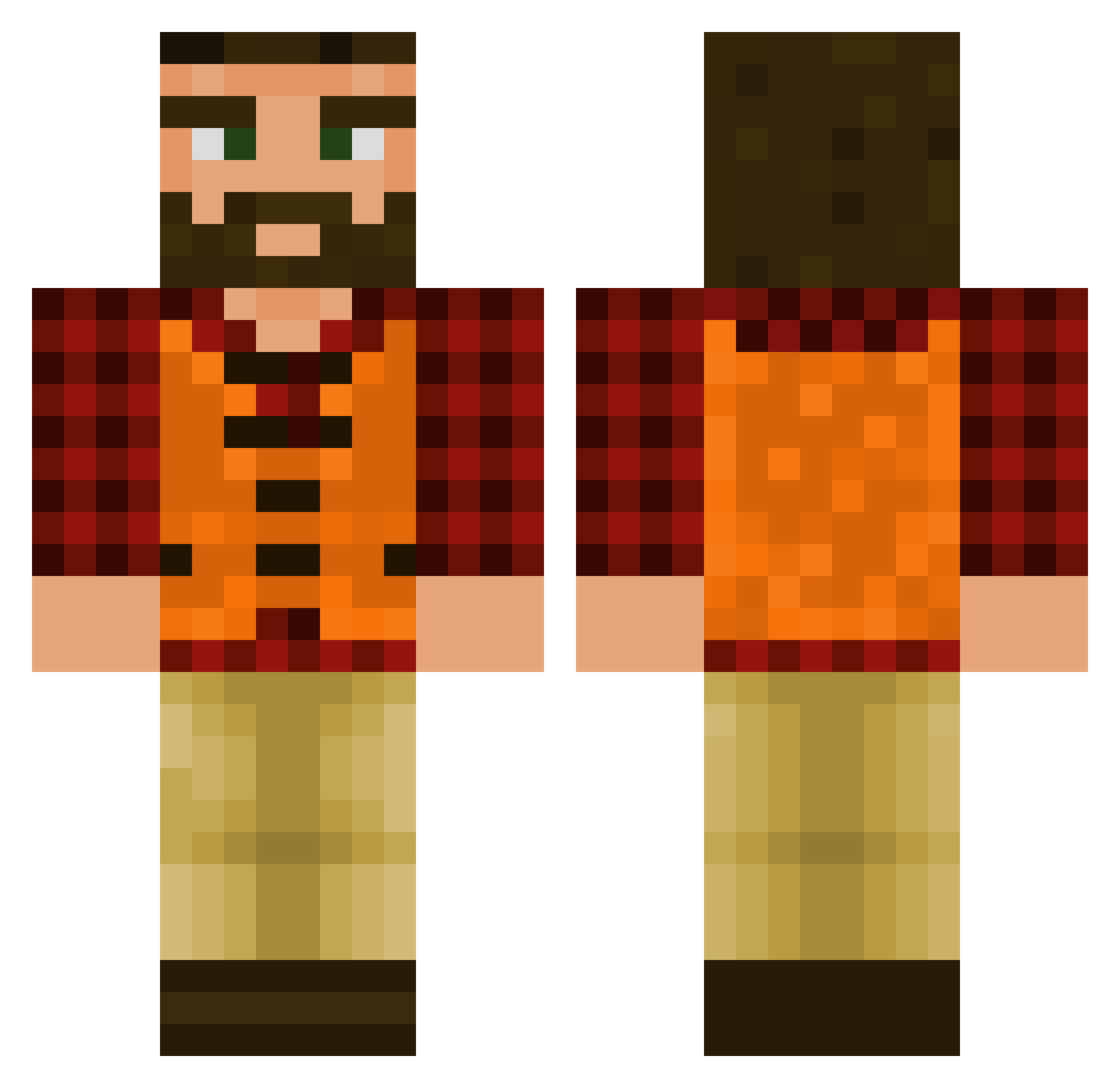 Mejox Minecraft skin, front and back view