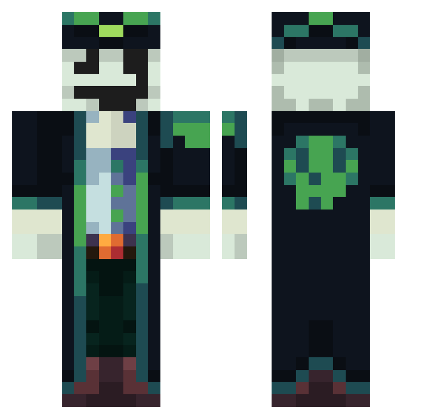 yoberston Minecraft skin, front and back view