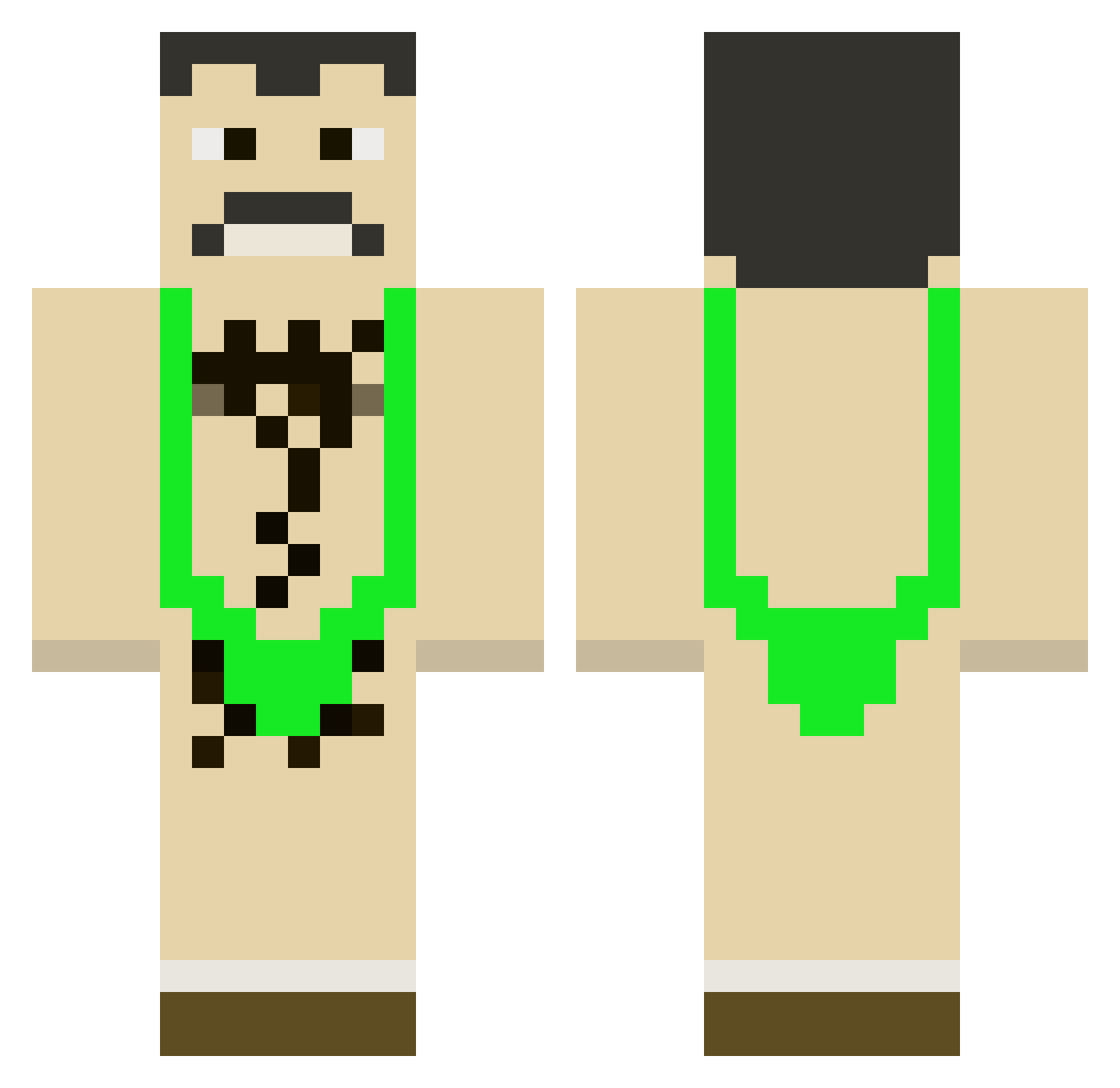 ProphetBelly Minecraft skin, front and back view