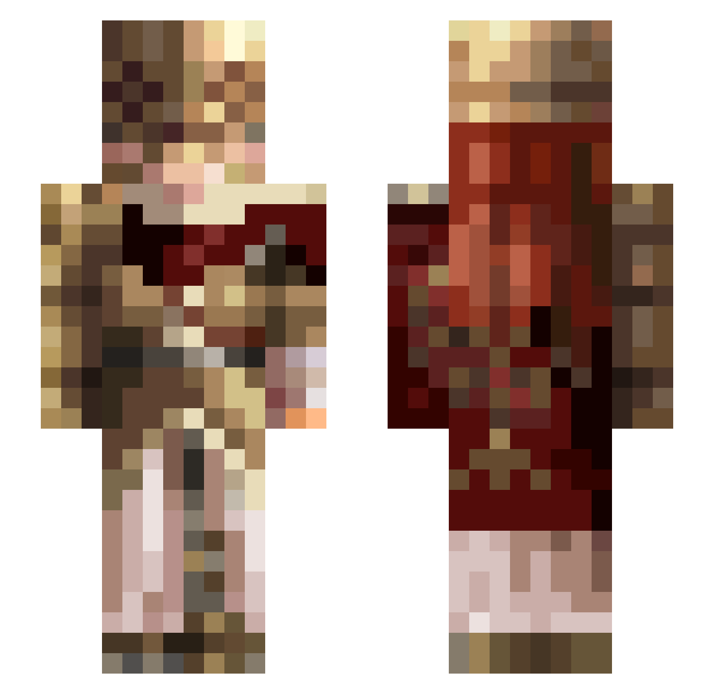 NotYuk Minecraft skin, front and back view