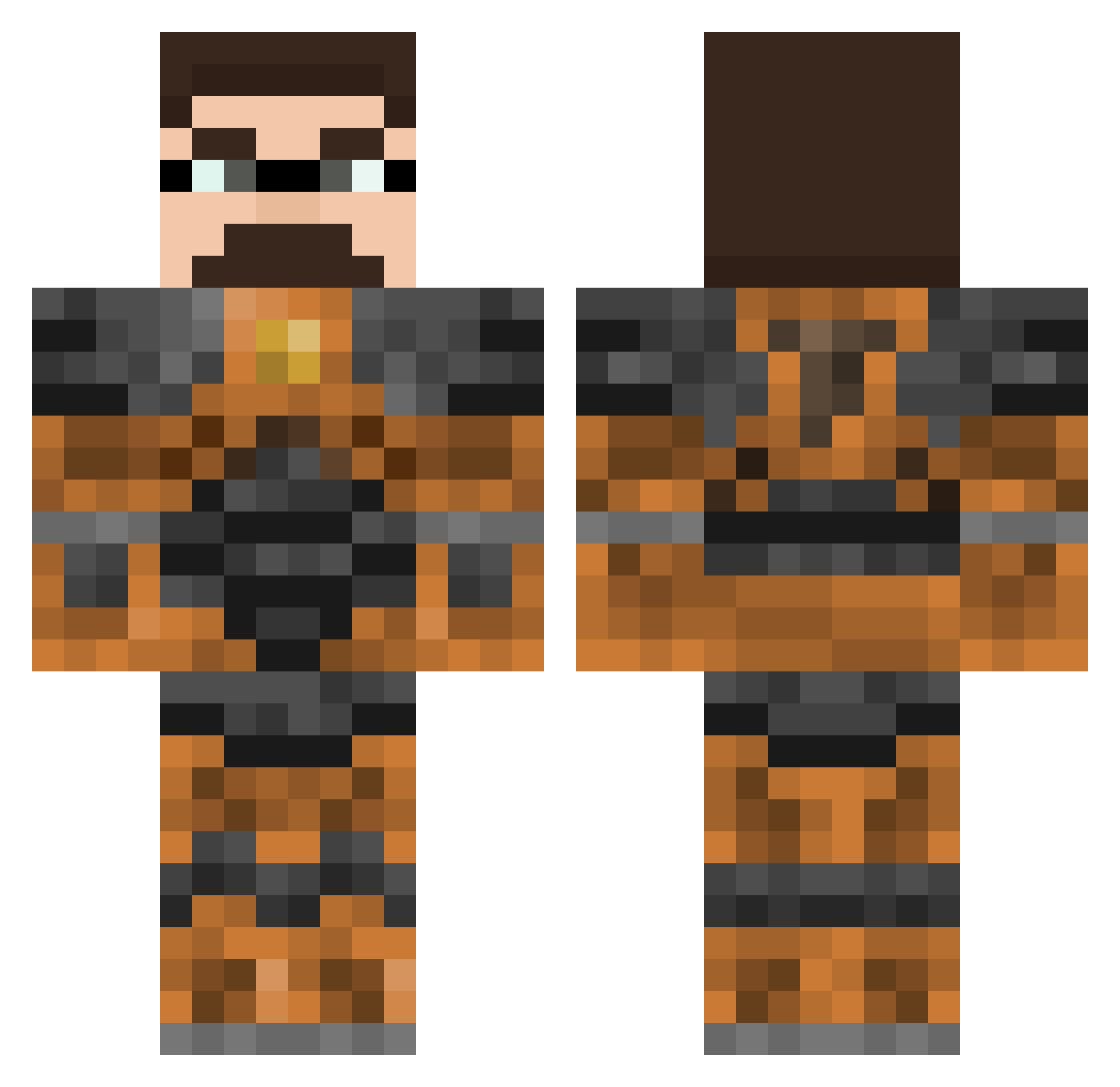 cfoxwell Minecraft skin, front and back view