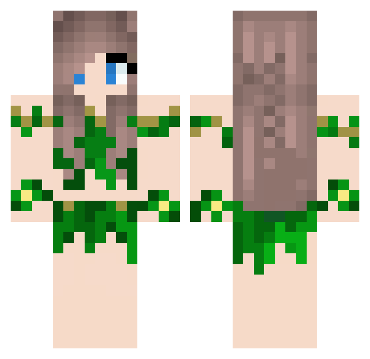Hobbles Minecraft skin, front and back view