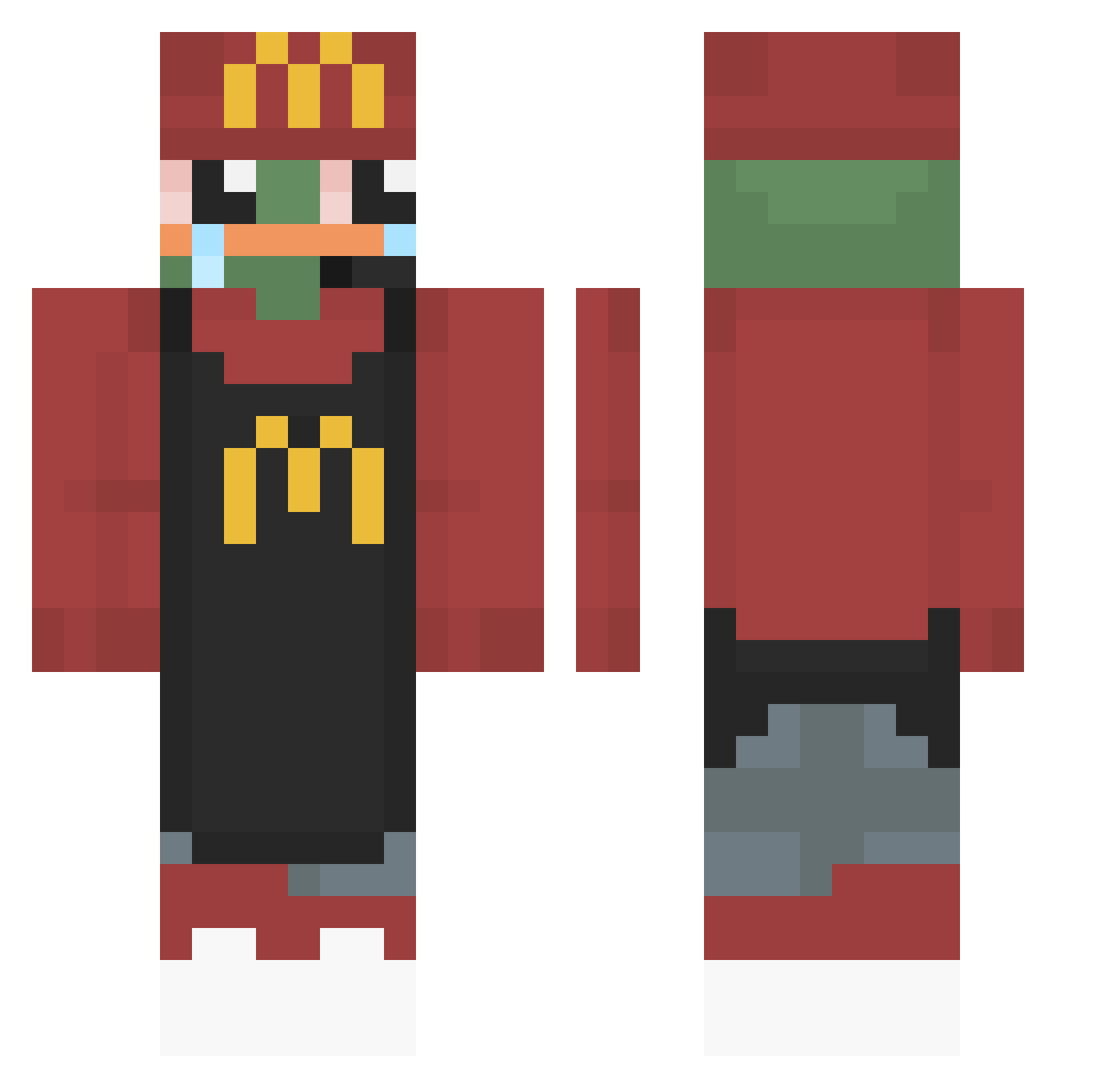 yourkinga Minecraft skin, front and back view