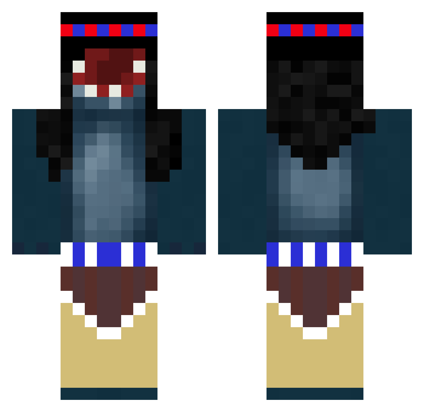 MUTI5 Minecraft skin, front and back view
