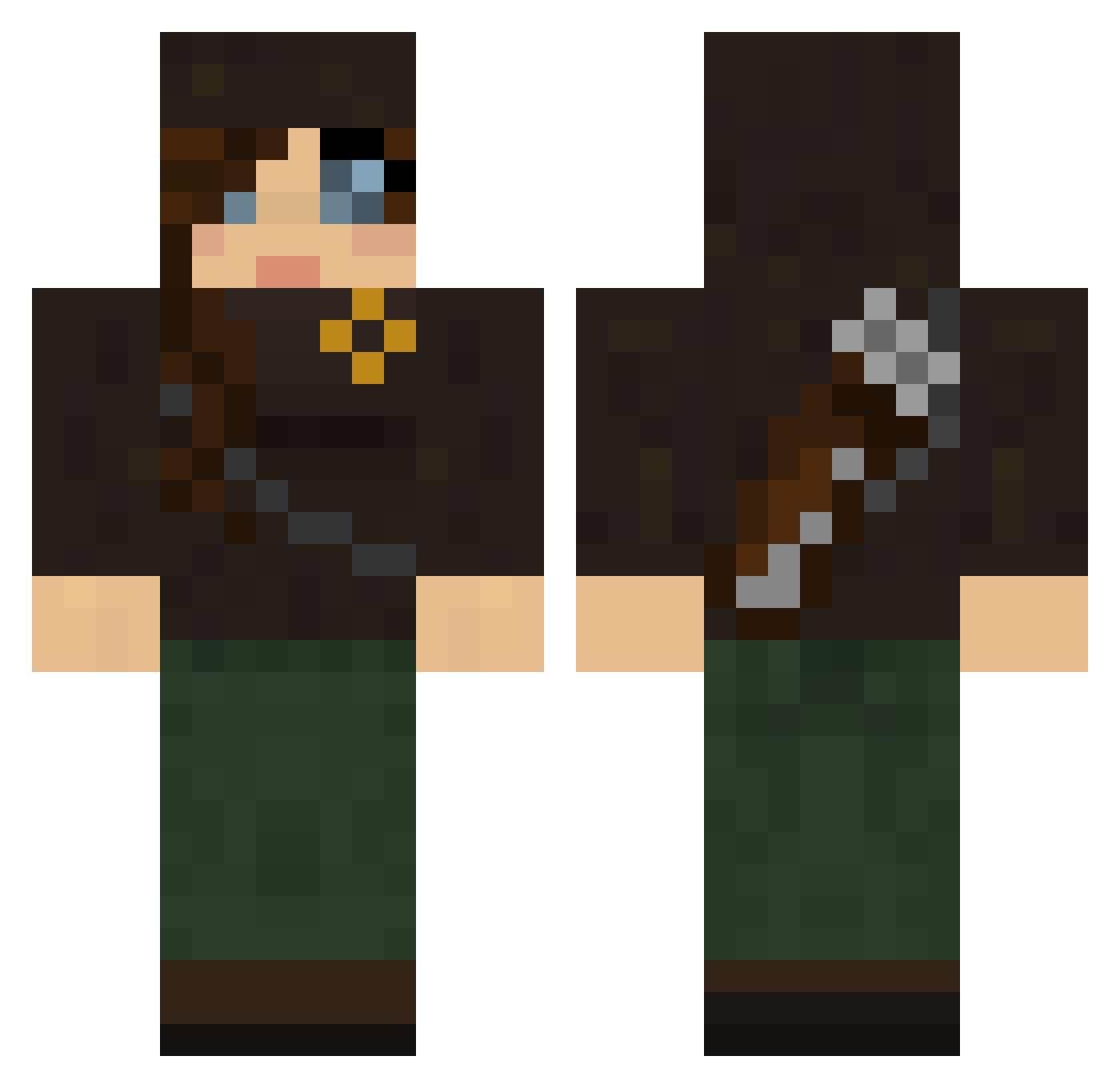 jacobean Minecraft skin, front and back view