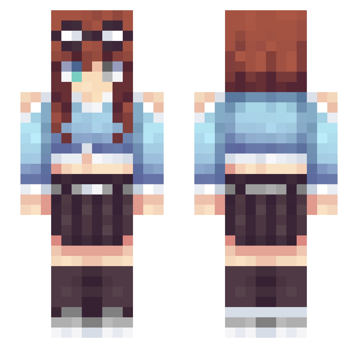 Qwiincee Minecraft skin, front and back view