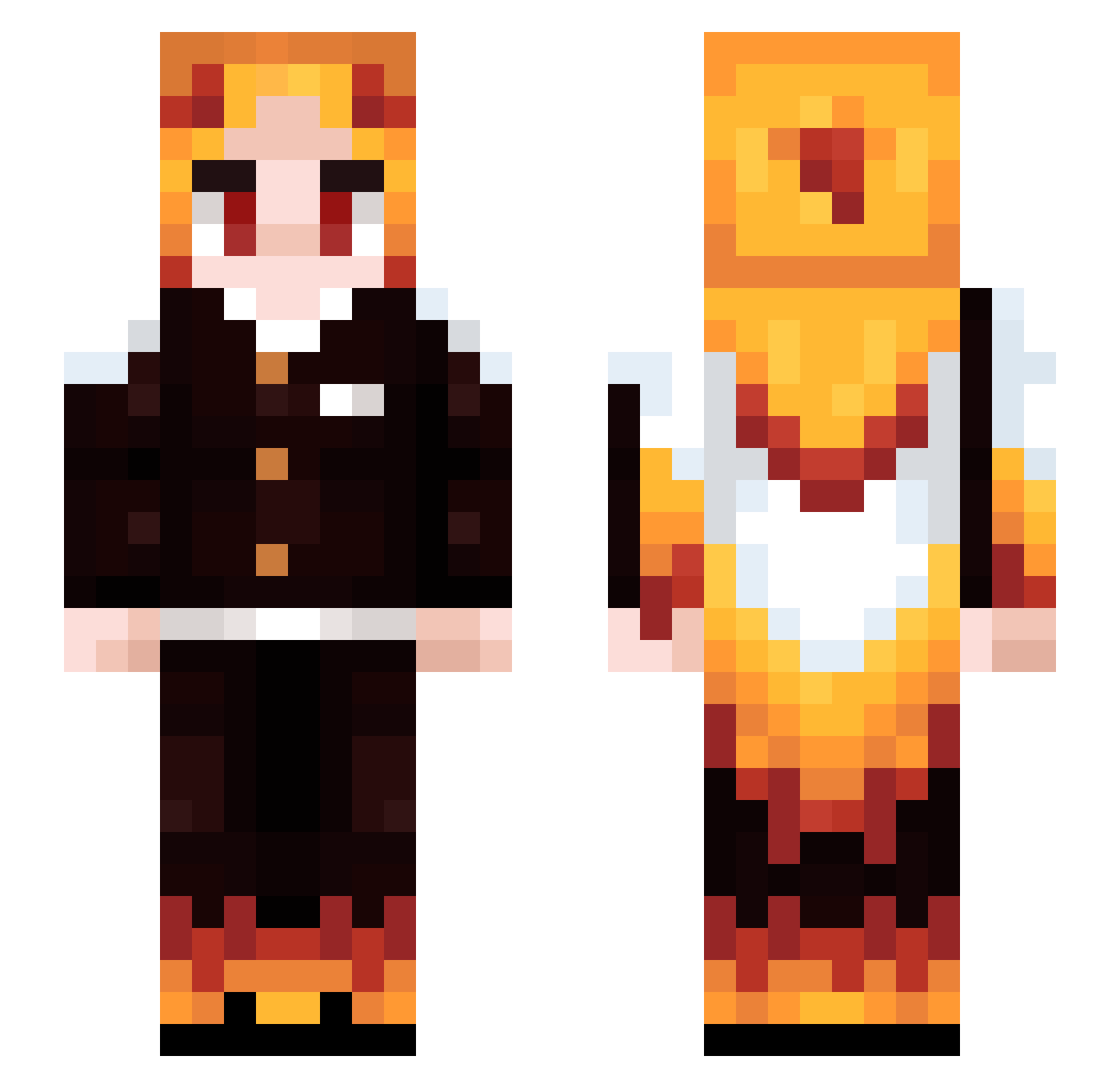 Stringos Minecraft skin, front and back view