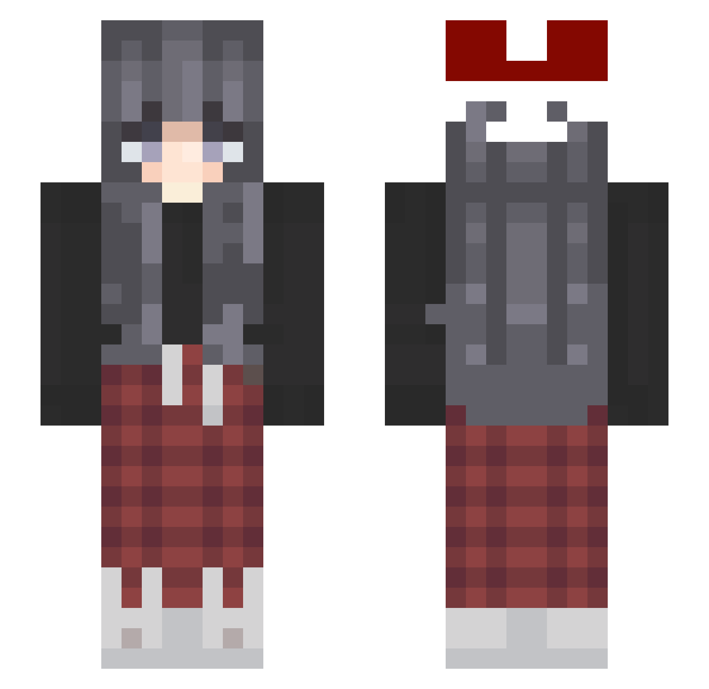 GrimCarton3877 Minecraft skin, front and back view