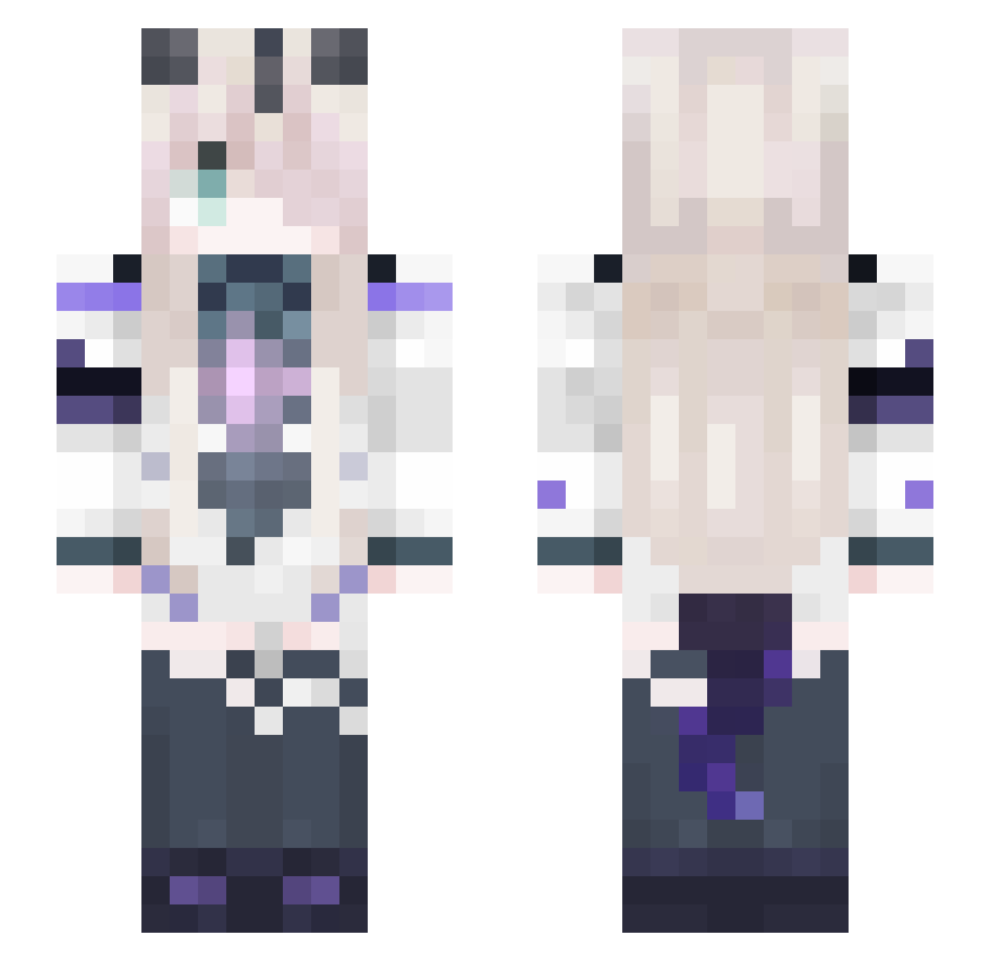 Knightframe Minecraft skin, front and back view