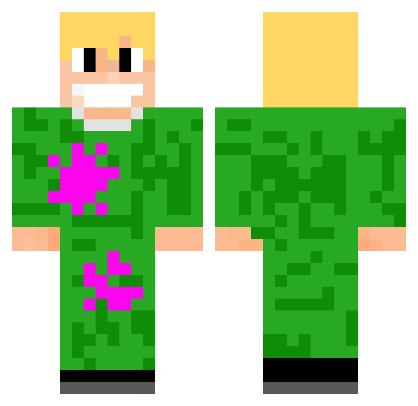 Rebzik Minecraft skin, front and back view