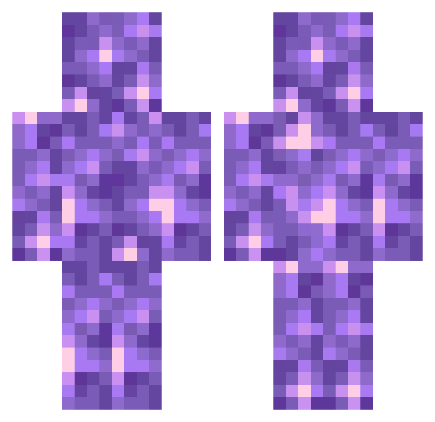 Xylitols Minecraft skin, front and back view