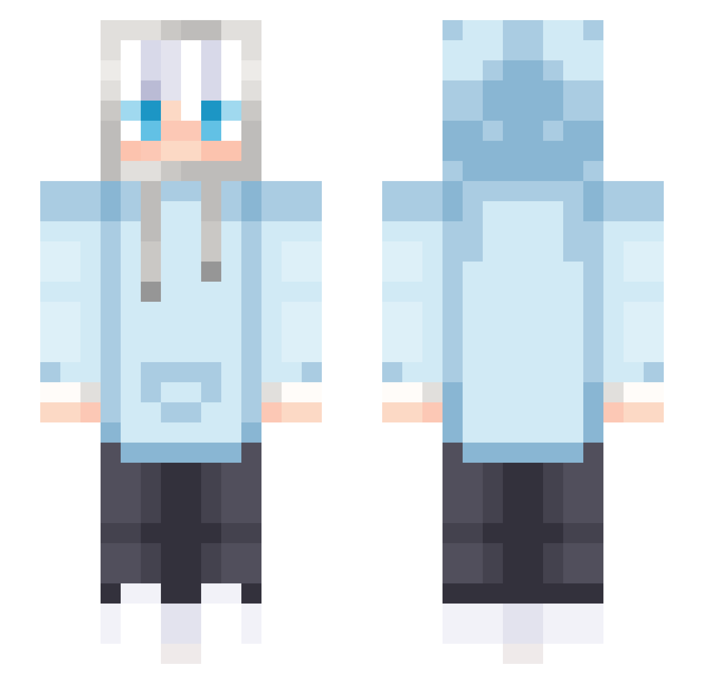 SheerMETE Minecraft skin, front and back view