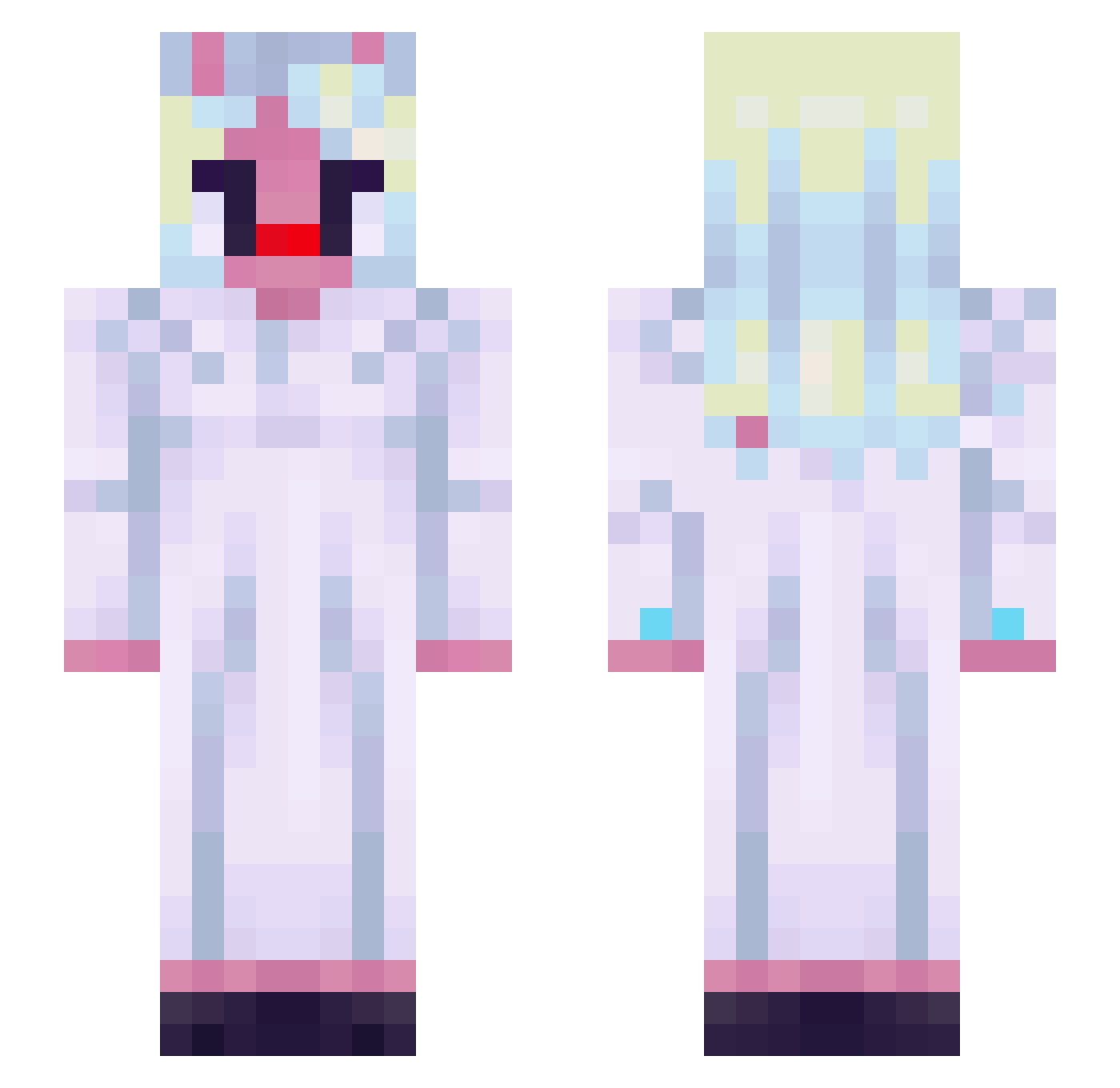 PanDeWuayaba Minecraft skin, front and back view