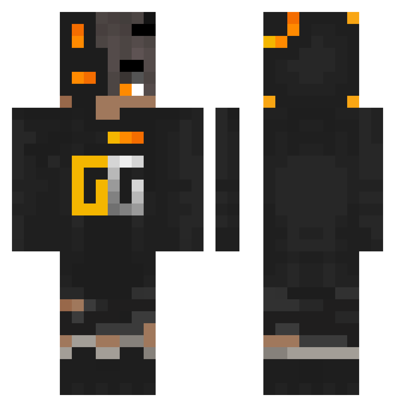 akialen Minecraft skin, front and back view