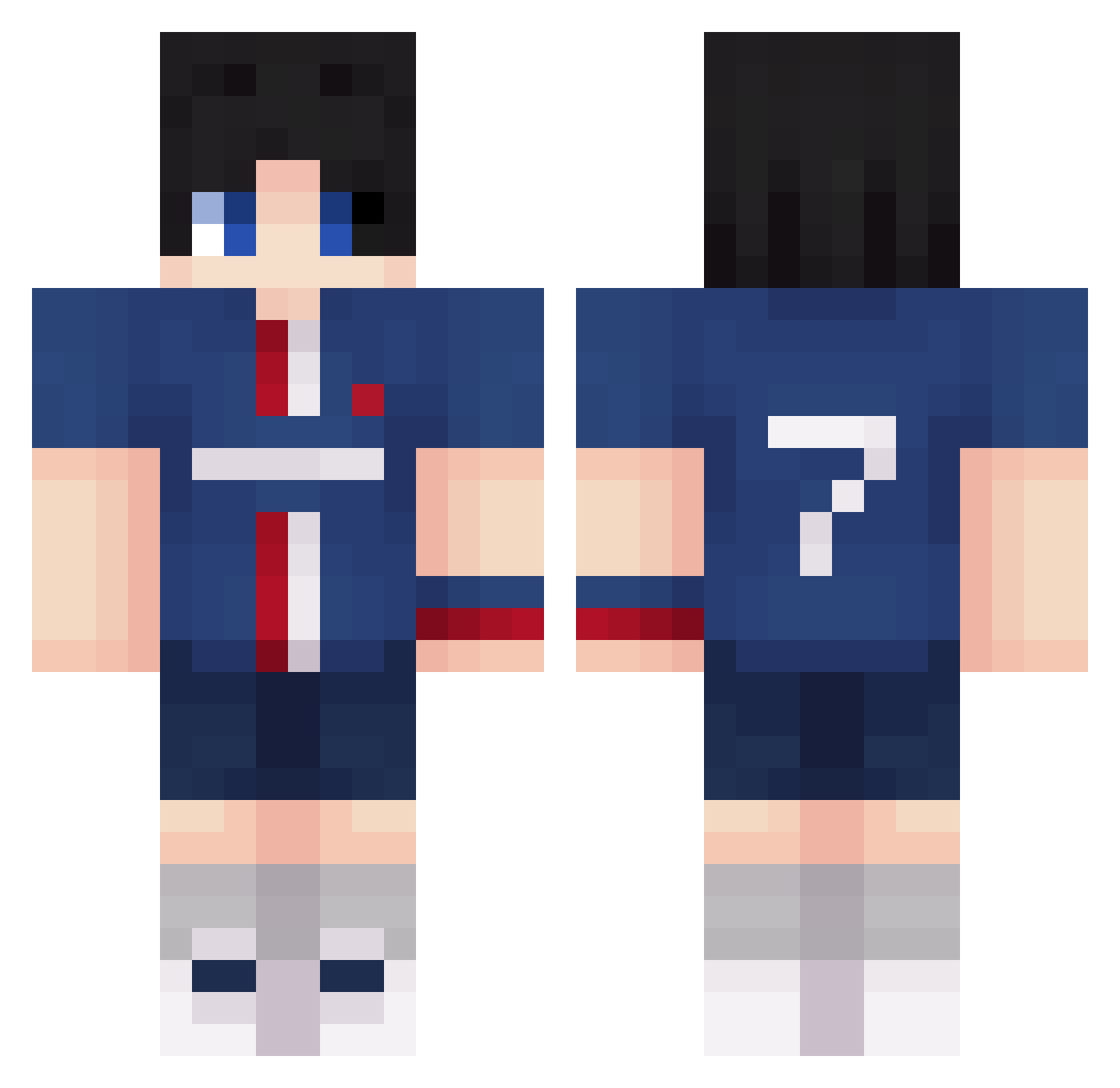 sooaree Minecraft skin, front and back view
