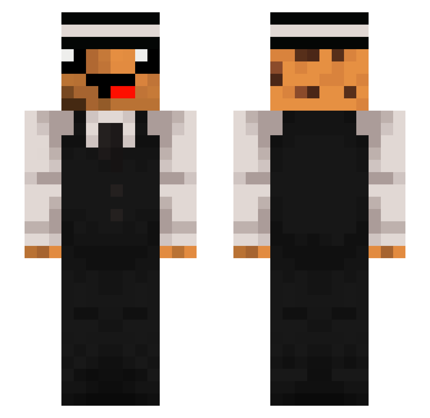 Feuerflaemmer Minecraft skin, front and back view
