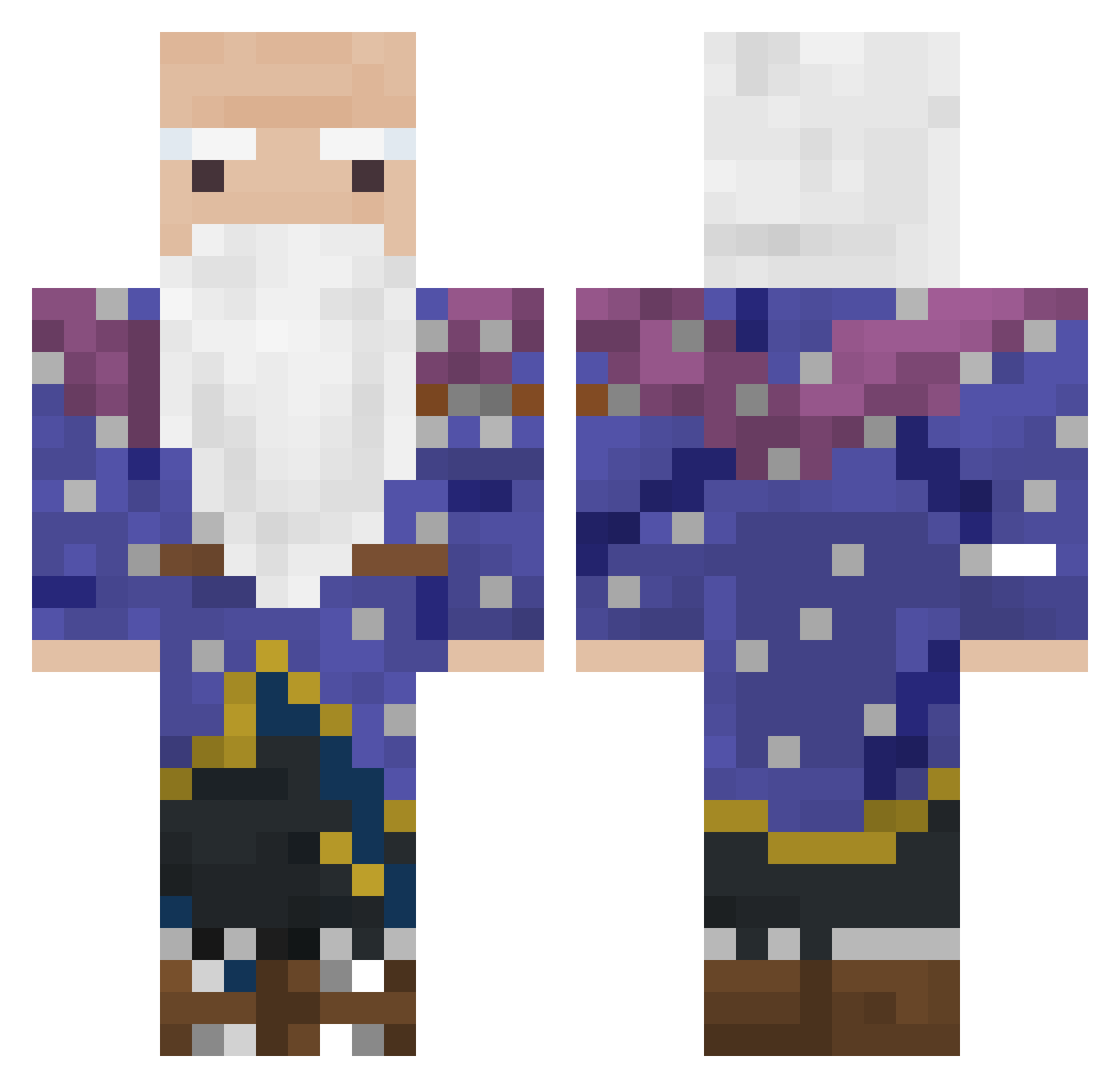 Thr33Bones Minecraft skin, front and back view