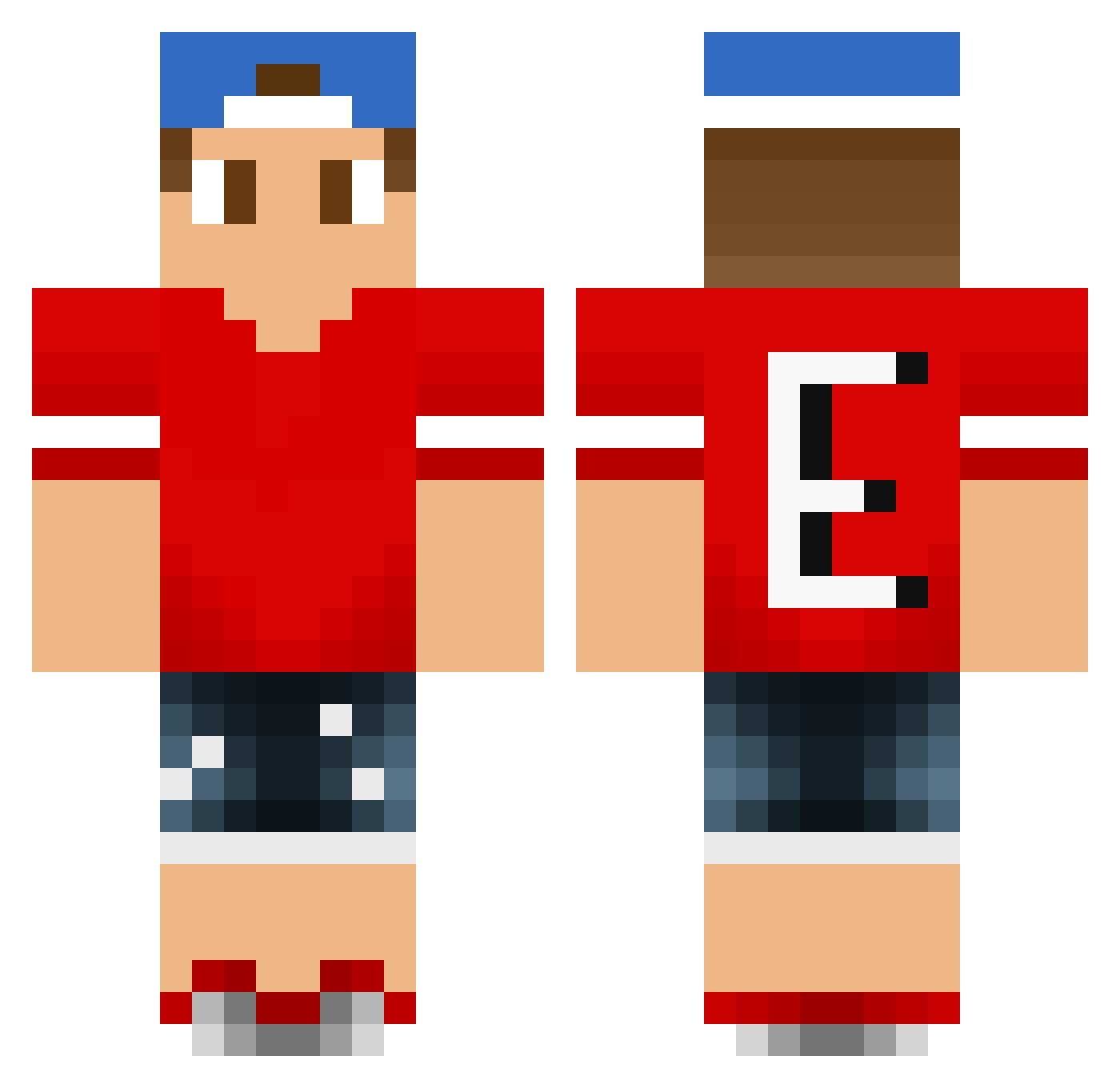 Elliotlol Minecraft skin, front and back view