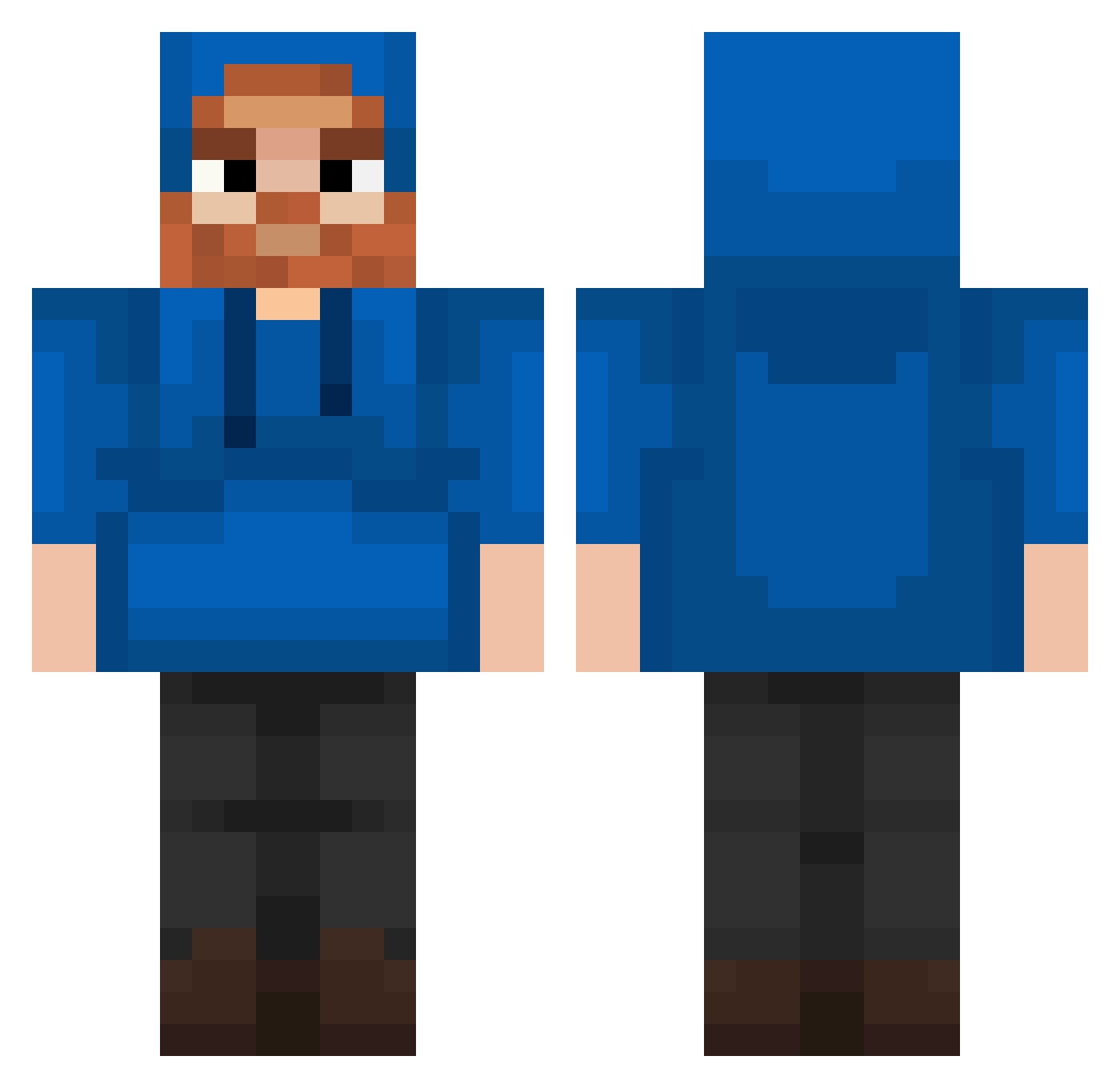 Veikkoqlo Minecraft skin, front and back view