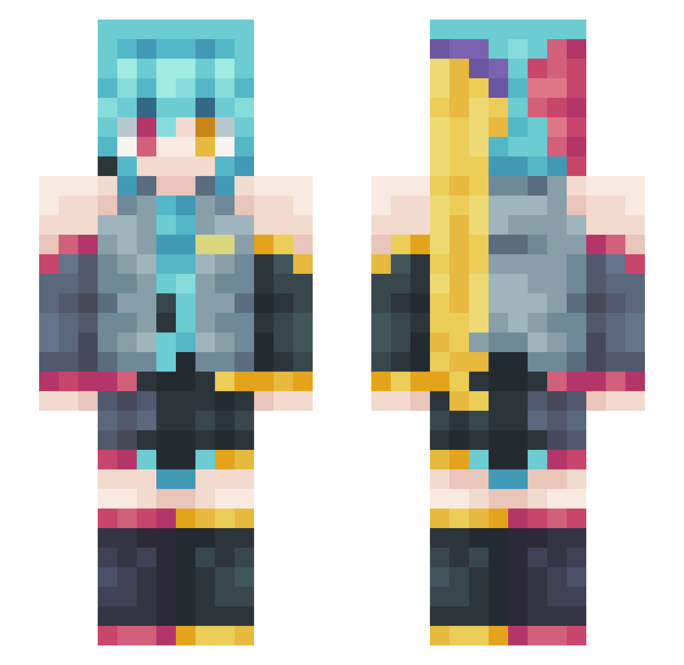 DuckIsFound Minecraft skin, front and back view