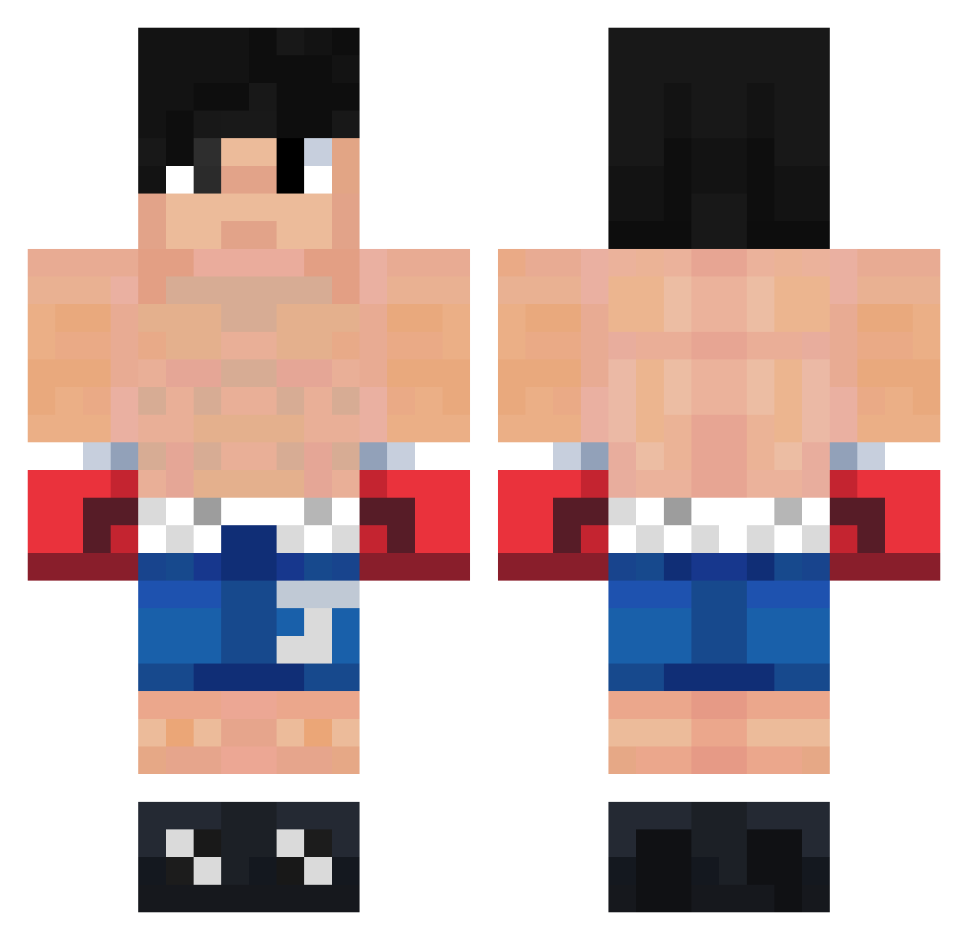 Blasseth Minecraft skin, front and back view
