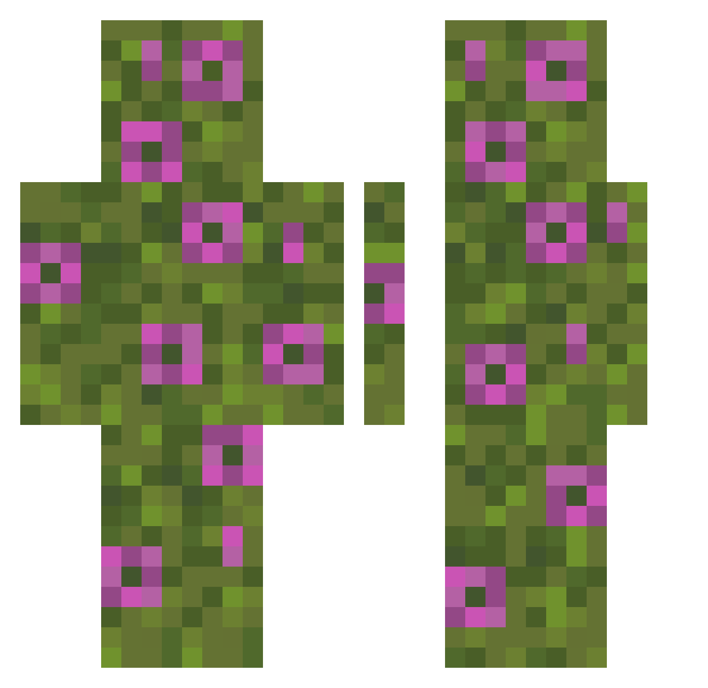 KaliCobraChicken Minecraft skin, front and back view