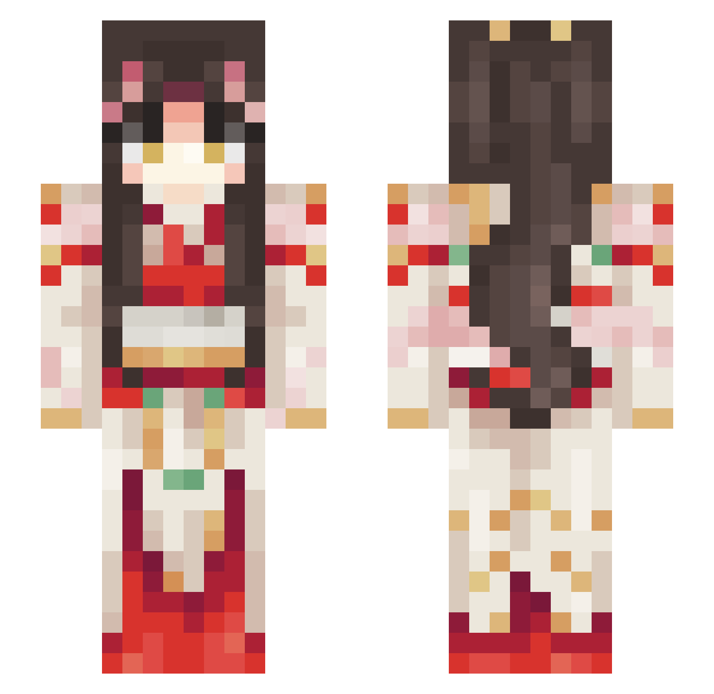 Jjongrami Minecraft skin, front and back view
