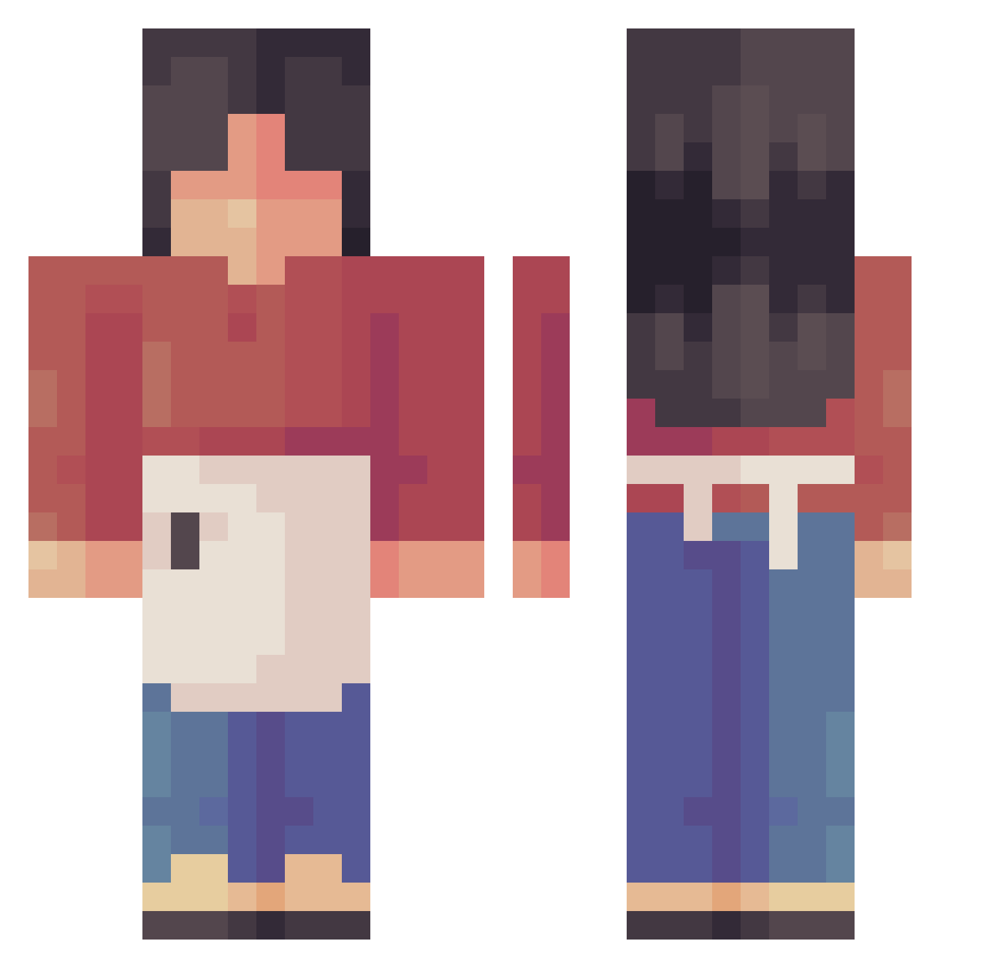 AsteroidApe07 Minecraft skin, front and back view
