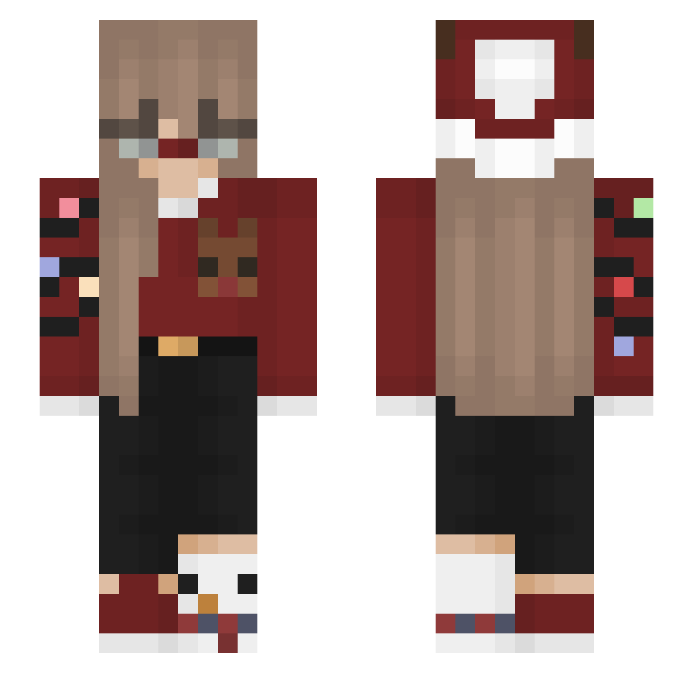 Hancsyh Minecraft skin, front and back view