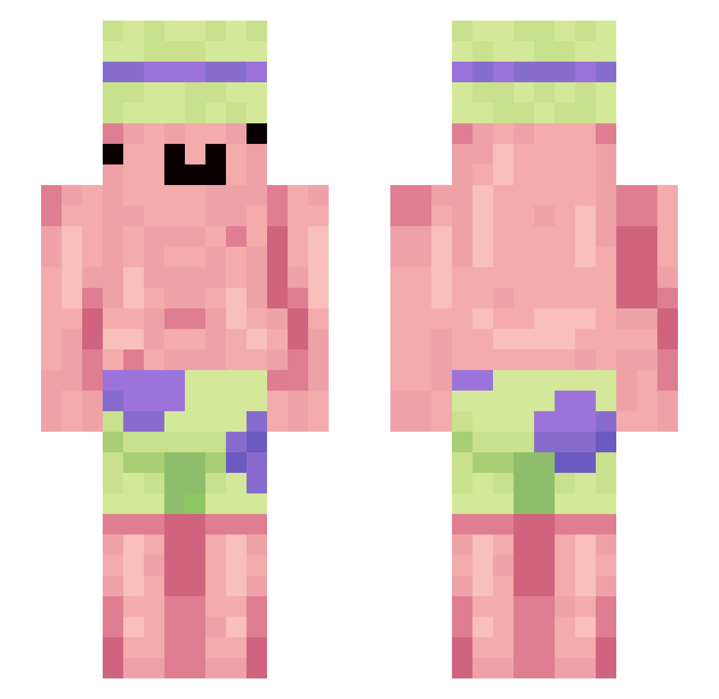 noahhacks Minecraft skin, front and back view