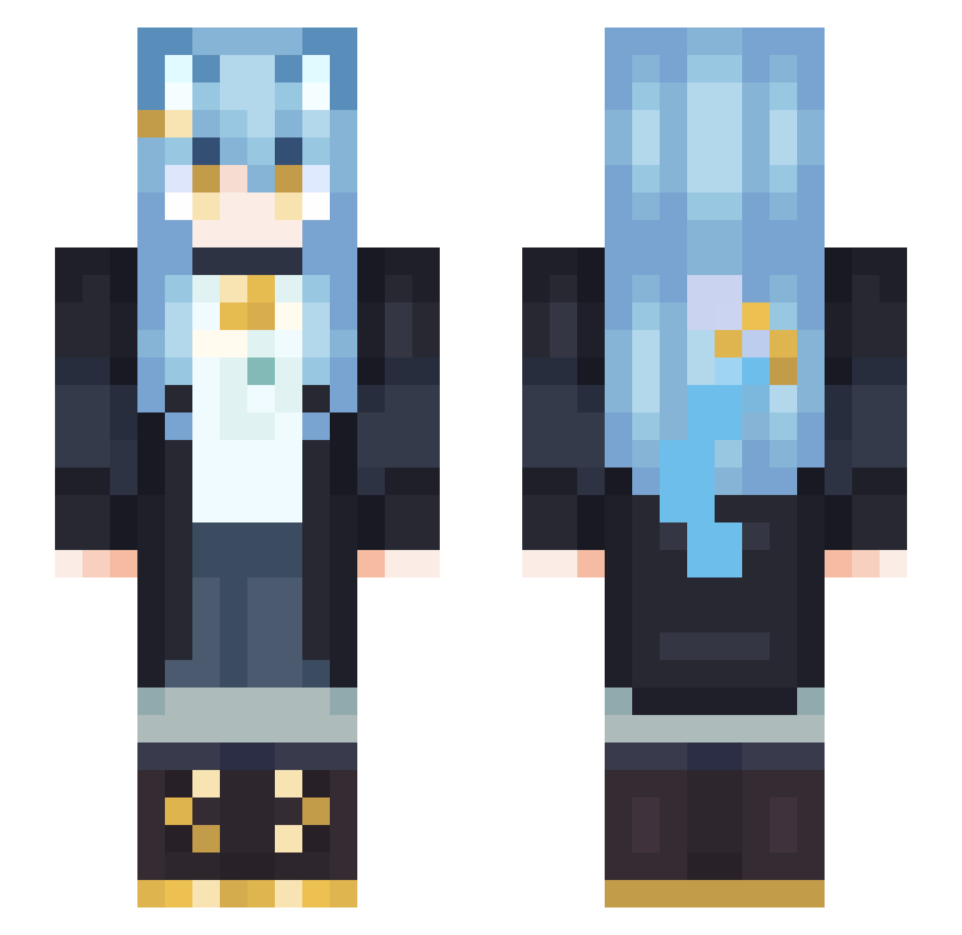 FriskyTempest Minecraft skin, front and back view