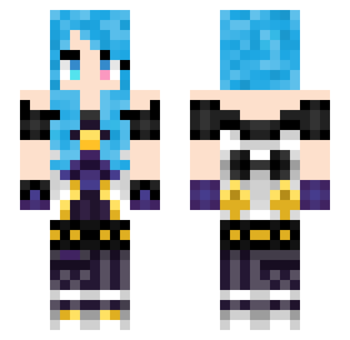 Shipfire Minecraft skin, front and back view