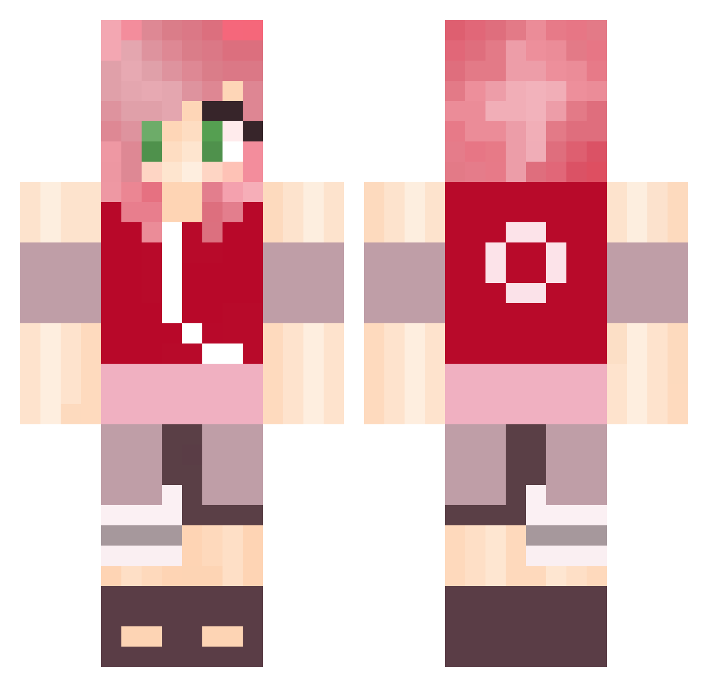 Simulating Minecraft skin, front and back view