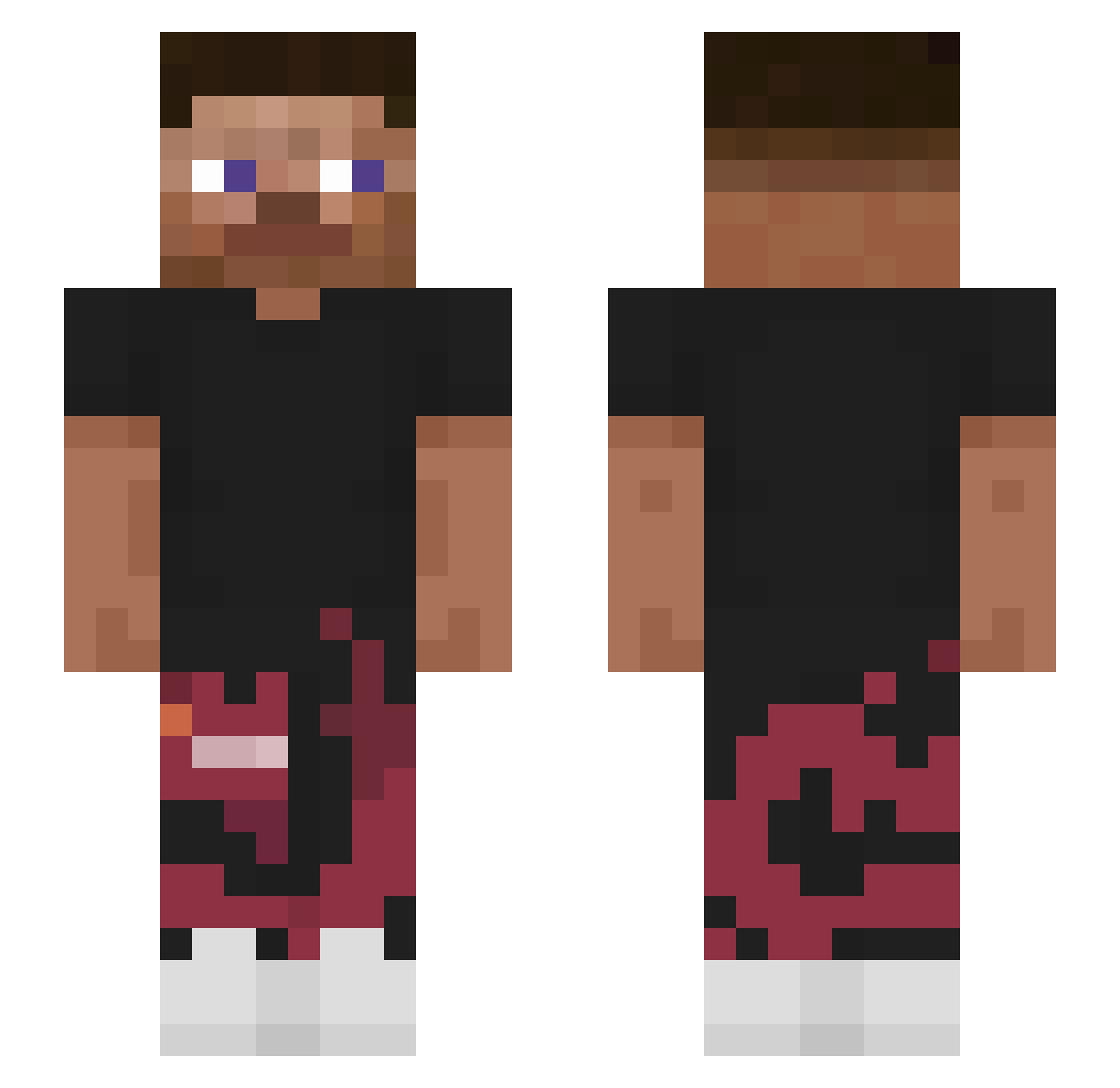 palasios Minecraft skin, front and back view
