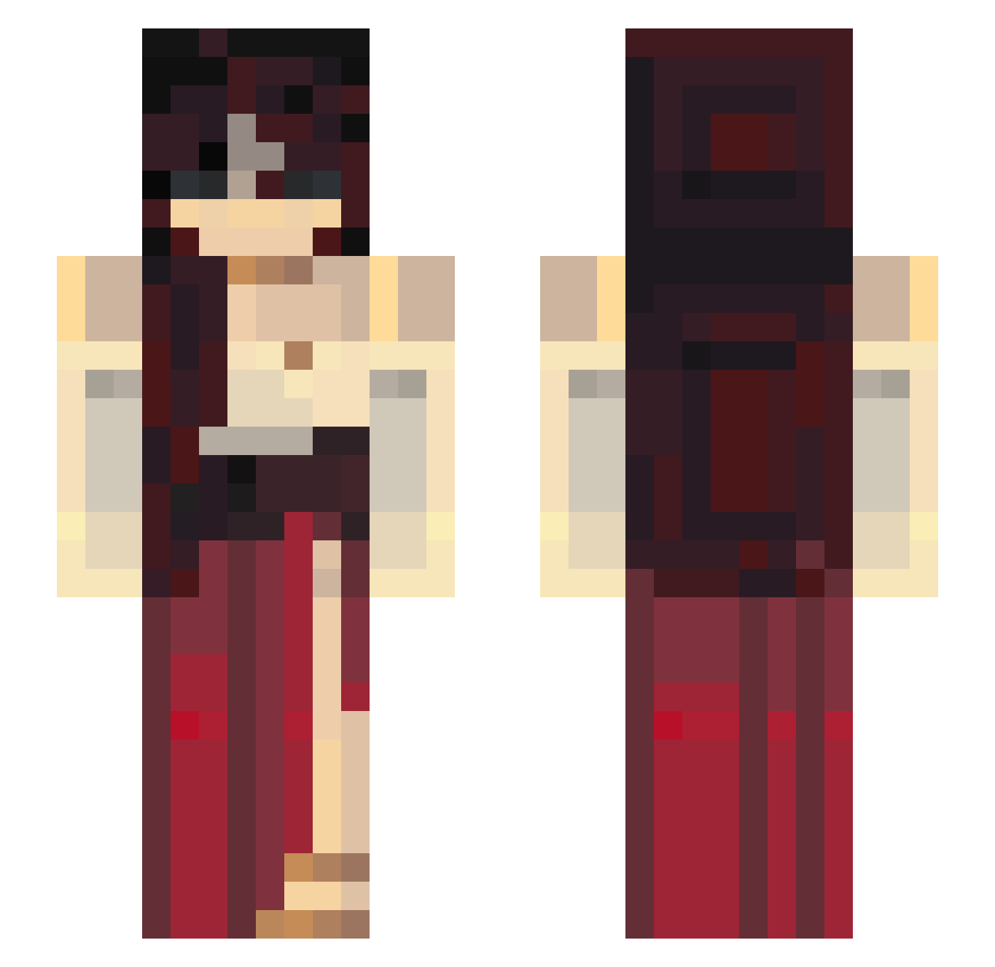 GuttedCupid Minecraft skin, front and back view