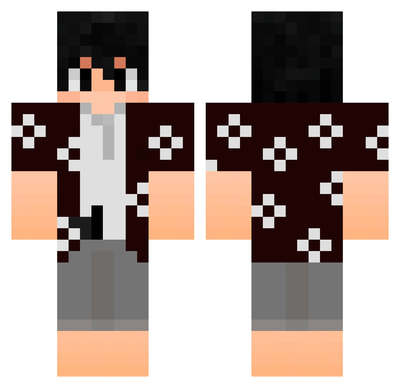 Cafeina Minecraft skin, front and back view