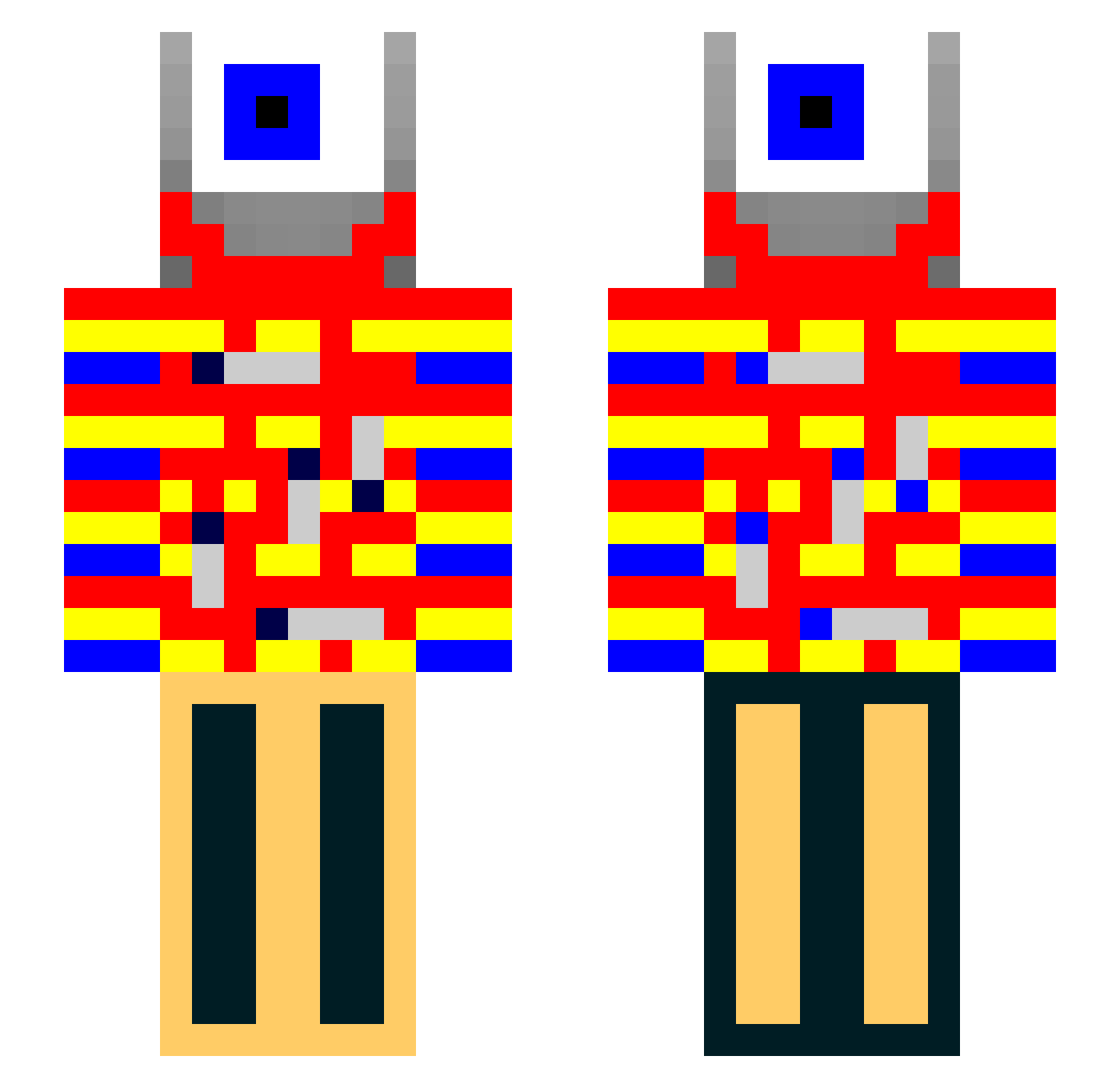 Preclusion Minecraft skin, front and back view