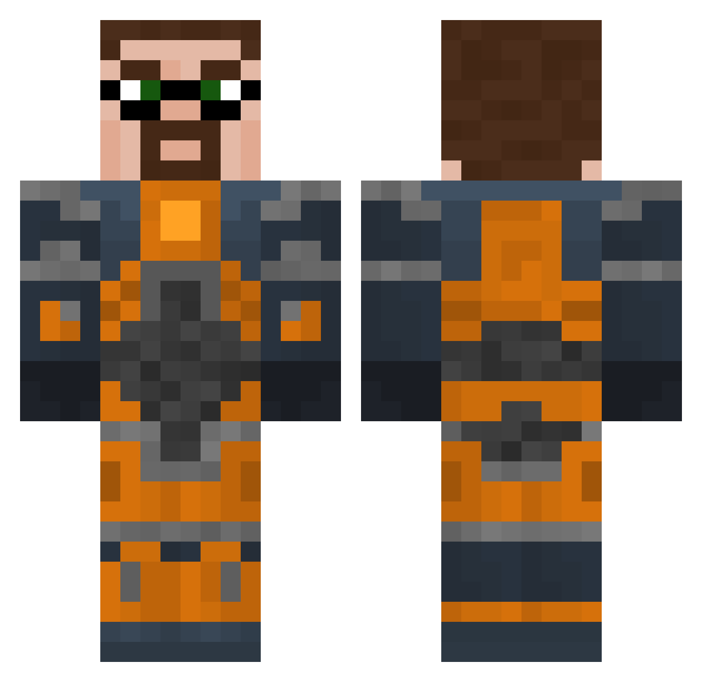 punishedmilk Minecraft skin, front and back view