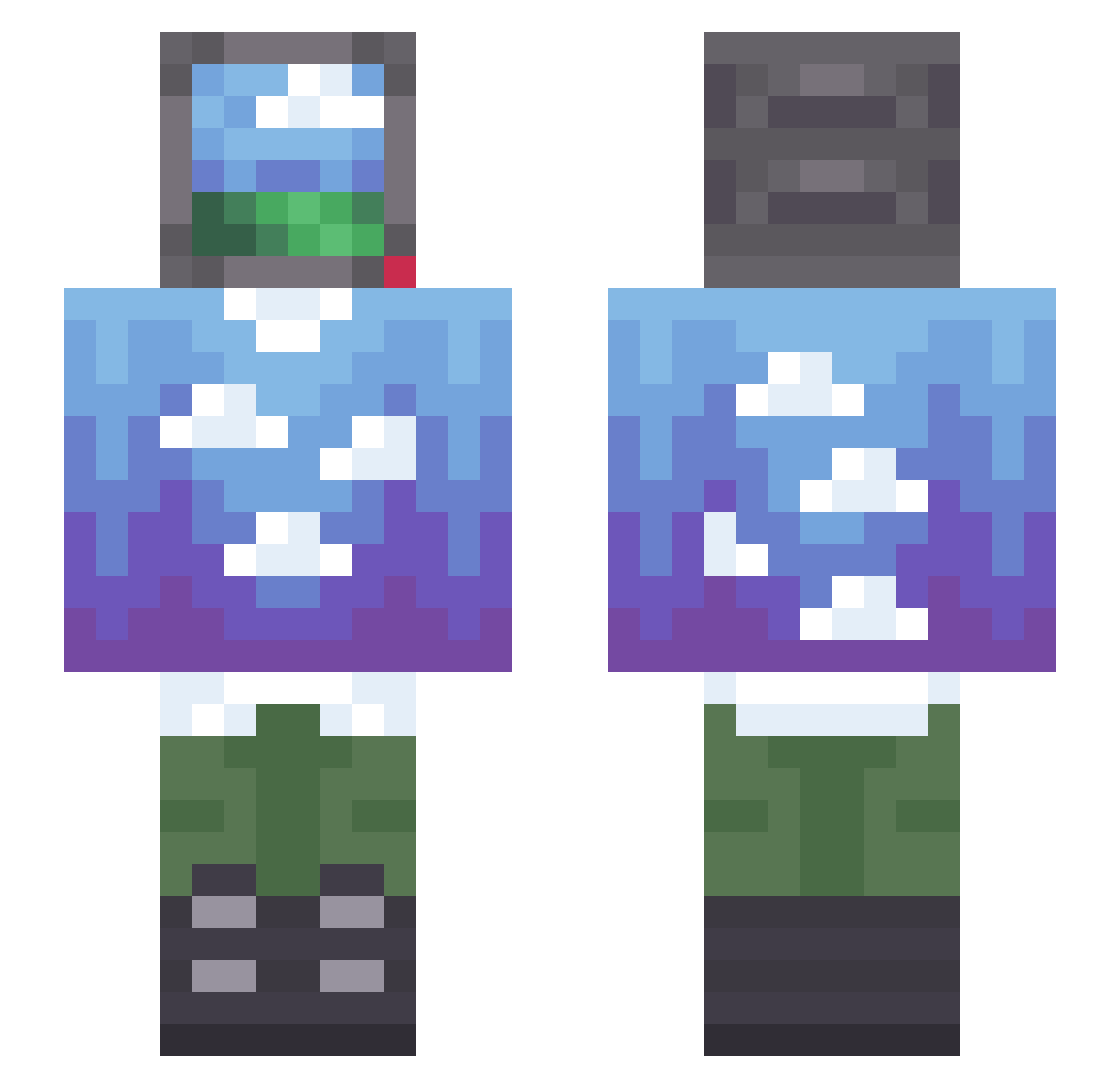 Nimbosaur Minecraft skin, front and back view