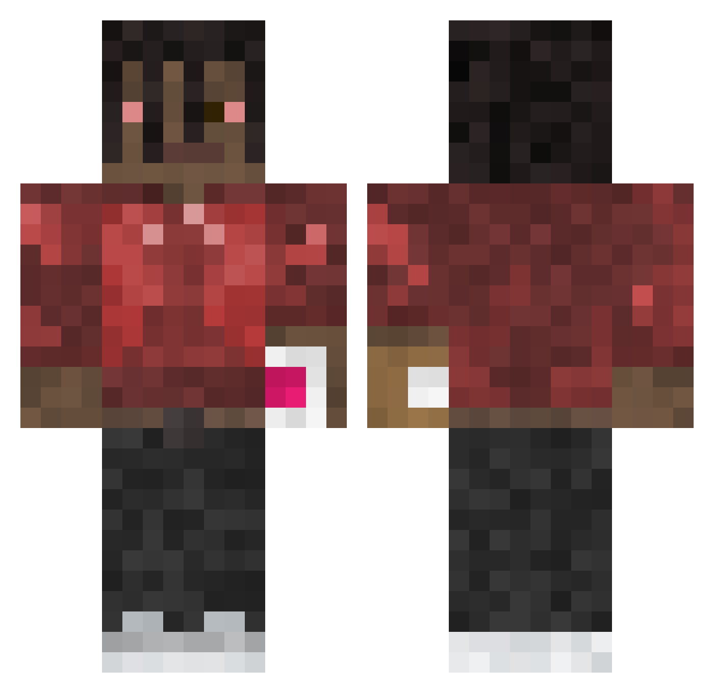 R3ZPAWN Minecraft skin, front and back view