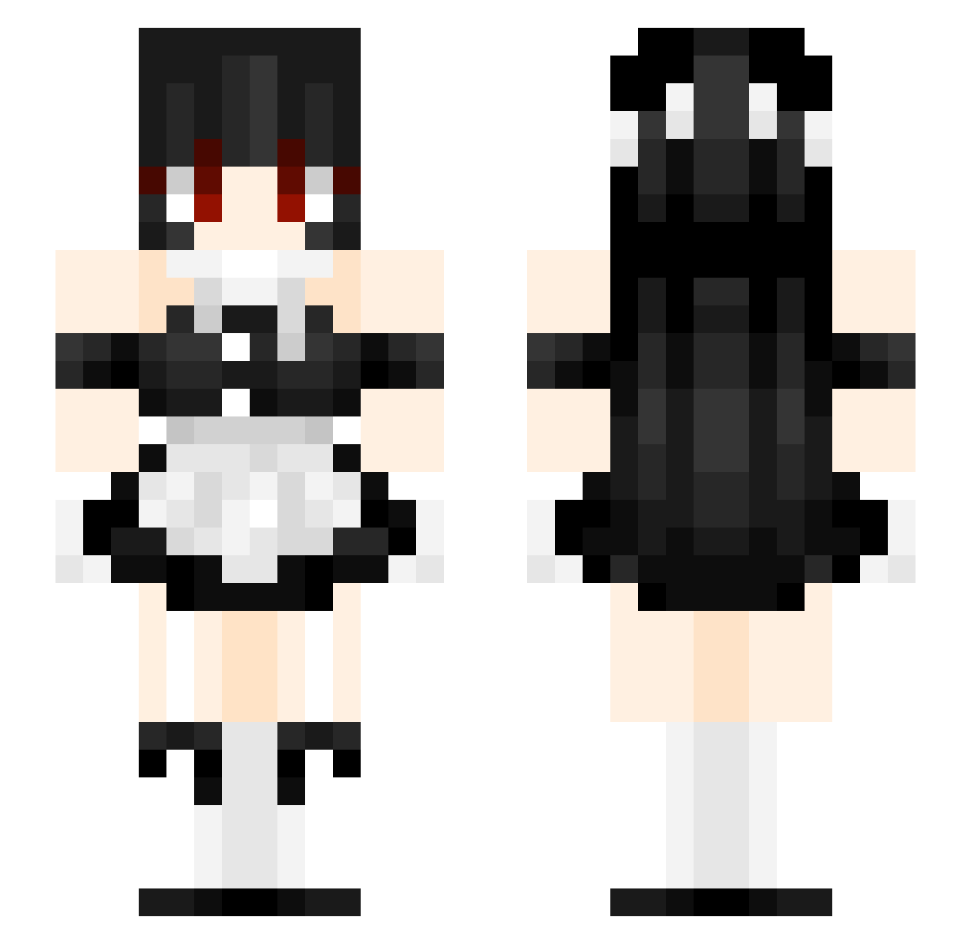 Arthoolia Minecraft skin, front and back view