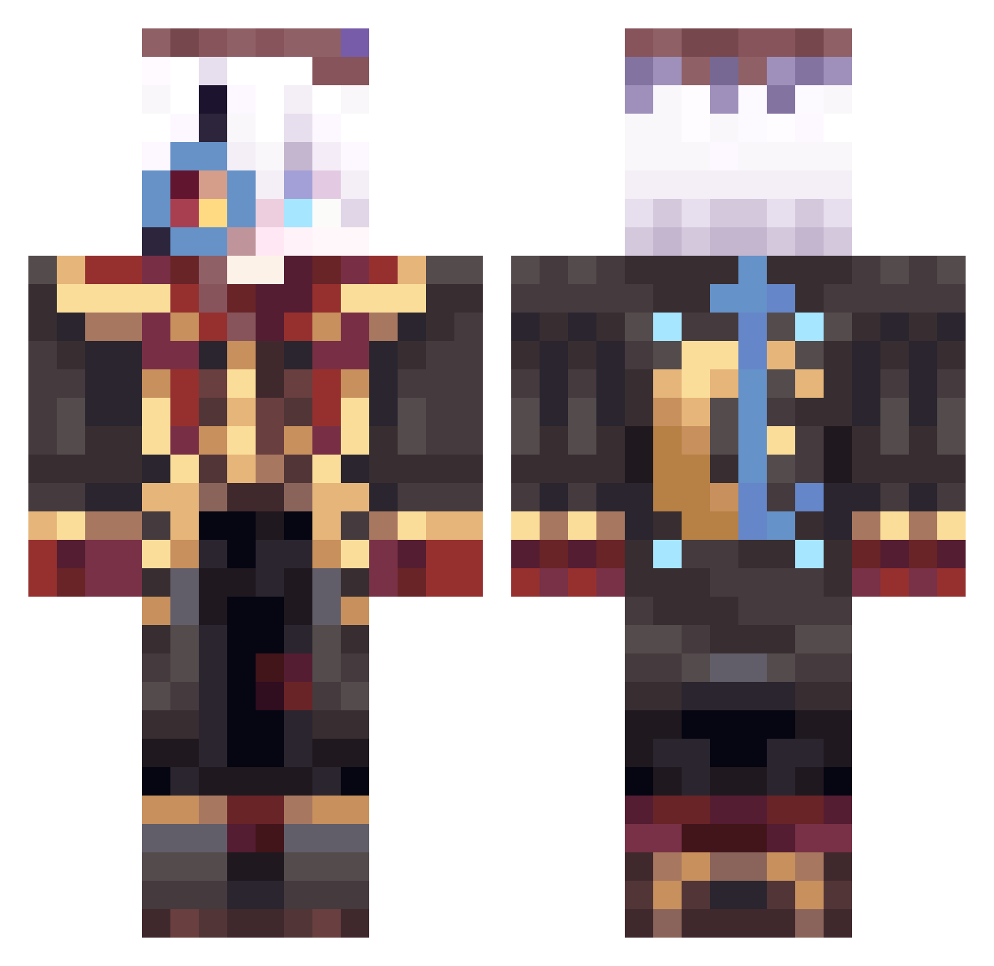 MinesZR Minecraft skin, front and back view