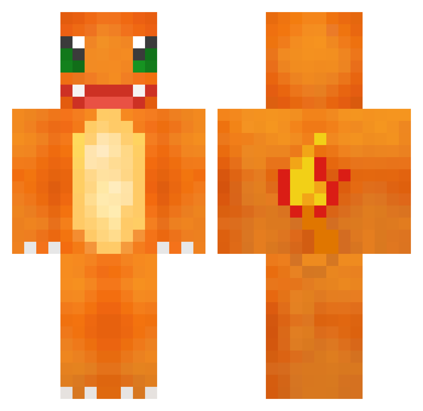 GreedyGuts Minecraft skin, front and back view