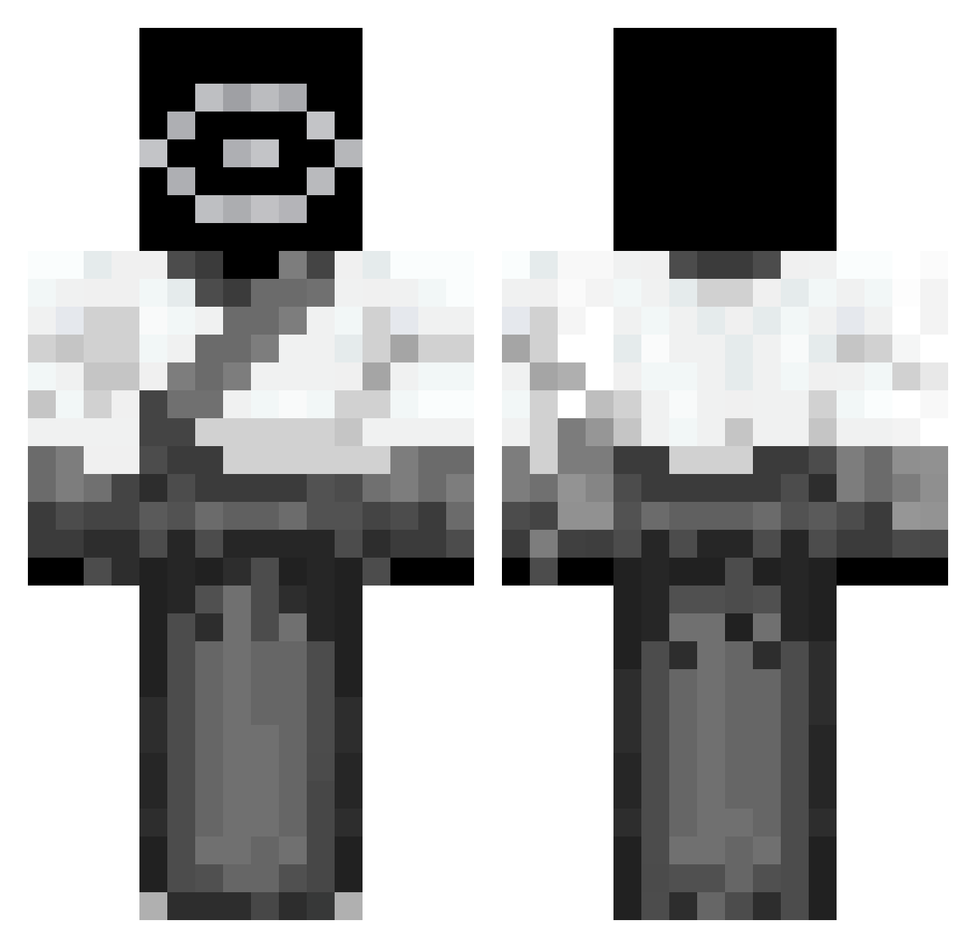 H1FFIX Minecraft skin, front and back view