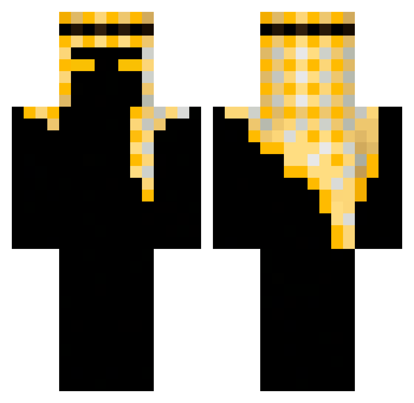 mutej Minecraft skin, front and back view
